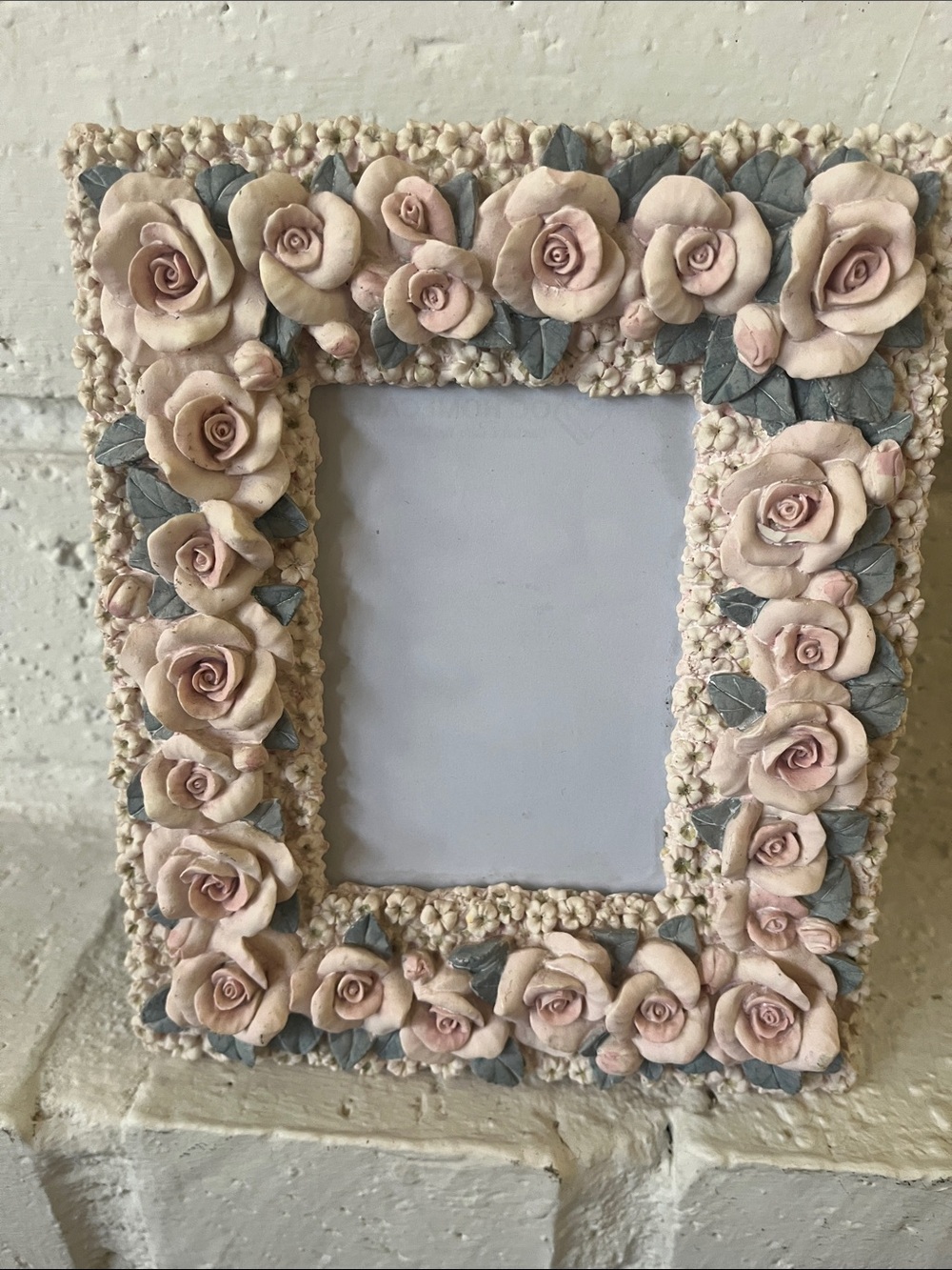 Cynthia Rowley frame ceramic rose picture  4” x 5”